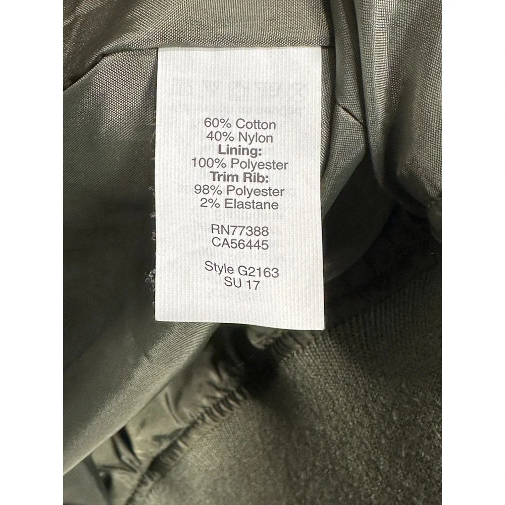 J Crew Jacket Mens Large Green Military Style Bomber Flight Cotton Poplin Zip